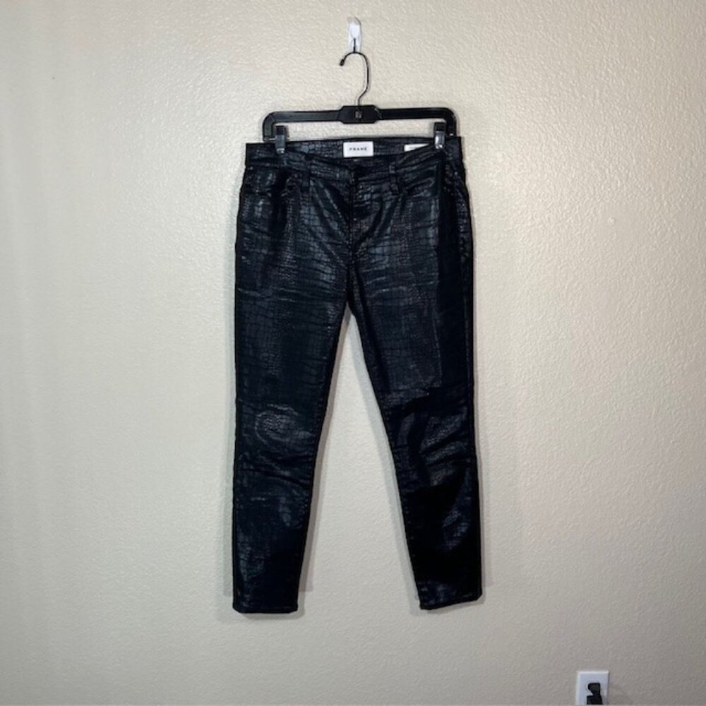 Blank NYC Black Coated Cropped Skinny Pants